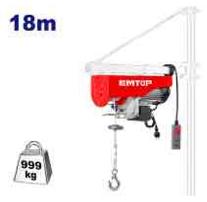 1600W Electric Hoist 500/999kg 18/9m Lift 8/4m/min IP54 Emergency Stop Thermal Protection 220-240V Heavy Duty Lifting Winch